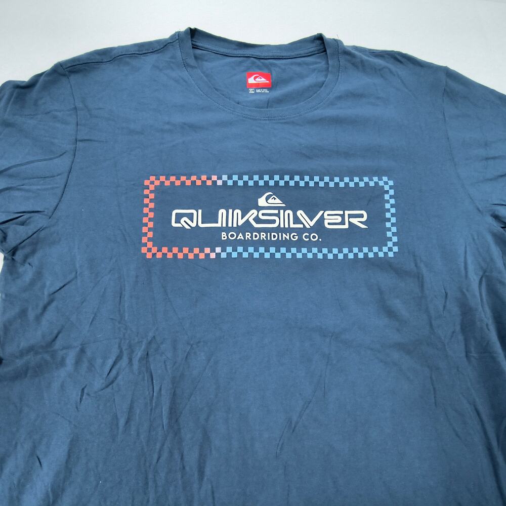 Quiksilver Crew Neck Short Sleeve Graphic T Shirt Mens Size Extra Large XL Blue